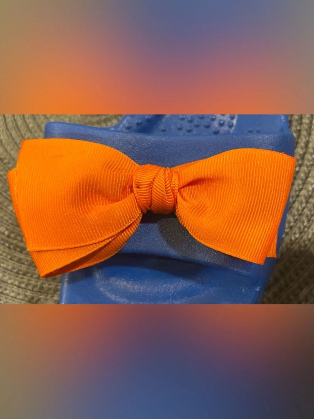 OKA b. Blue with Orange Bow Madison Slide Sandals